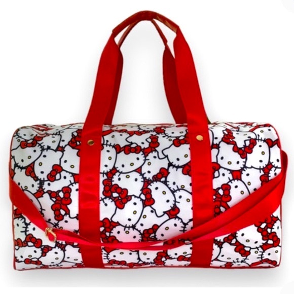 New Sanrio Hello Kitty Face AOP Duffle Bag Red Bioworld Weekender Carry-On⭐️⭐️⭐️ - Picture 10 of 17